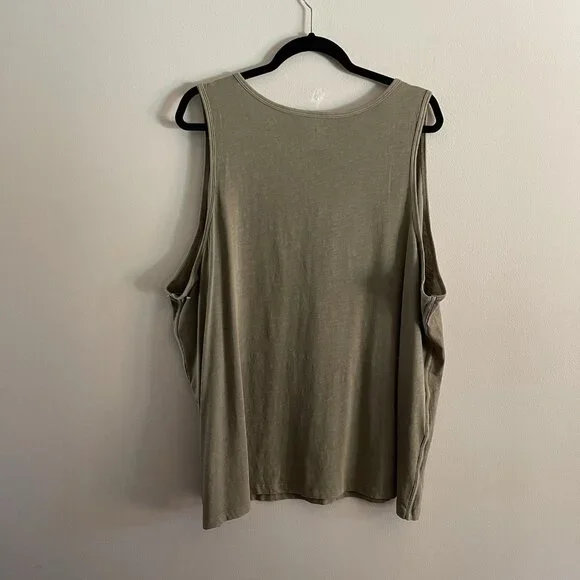Athleta Sz 3X Olive Green Cotton Lightweight Scoop Neck Organic Daily Tank Top - Picture 11 of 11